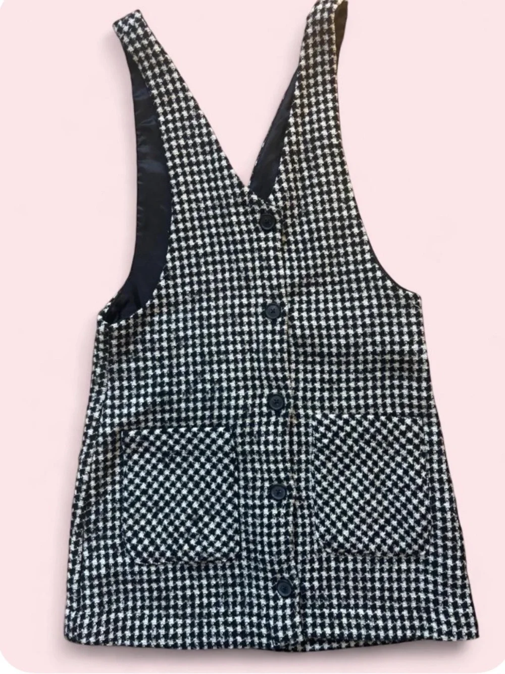 Zara Black & Cream Houndstooth Pinafore